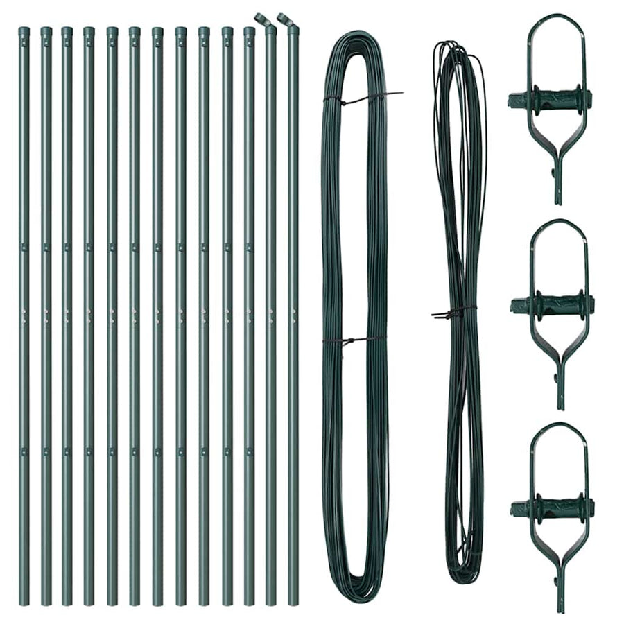Embedded Fence Post 13 pcs Green Powder-Coated Steel