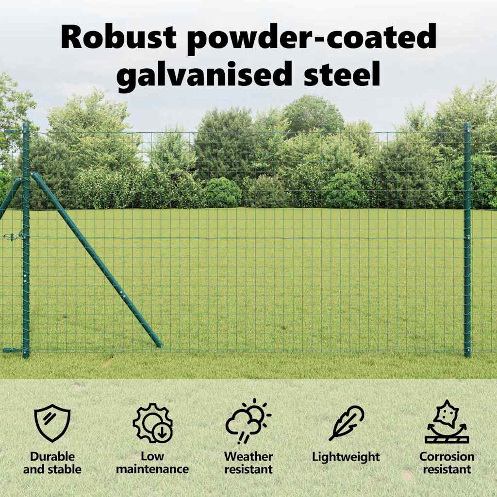 Embedded Fence Post 7 pcs Green Powder-Coated Steel