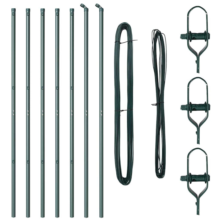 Embedded Fence Post 7 pcs Green Powder-Coated Steel