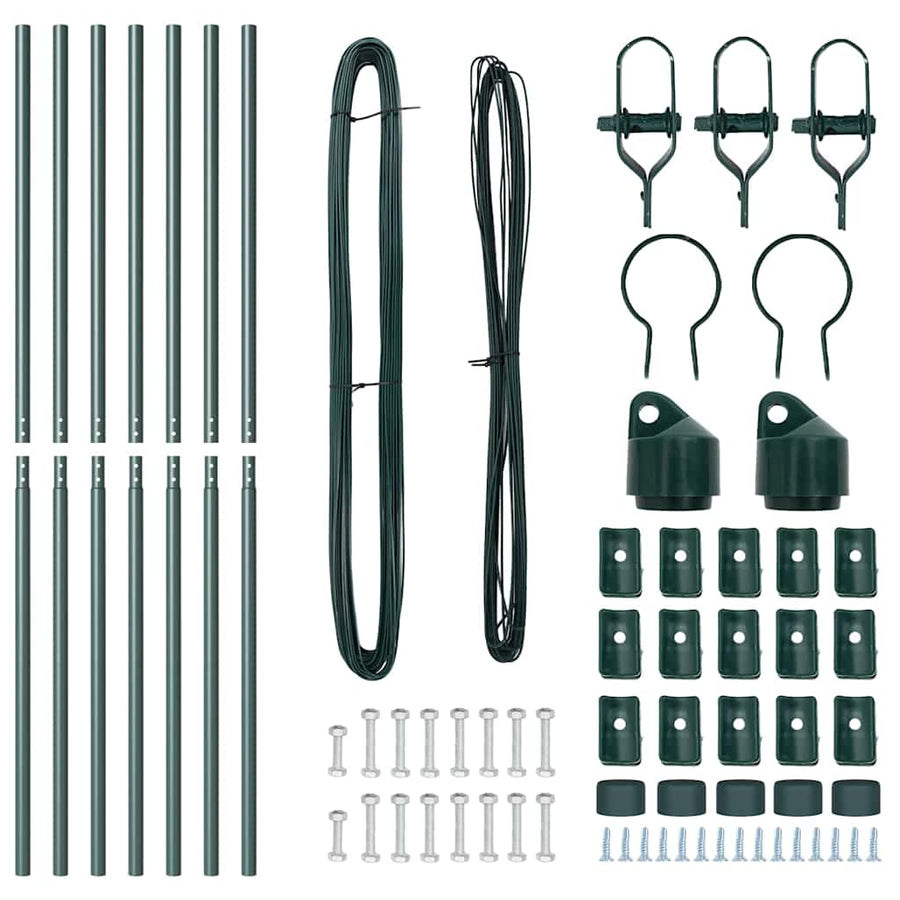 Embedded Fence Post 7 pcs Green Powder-Coated Steel
