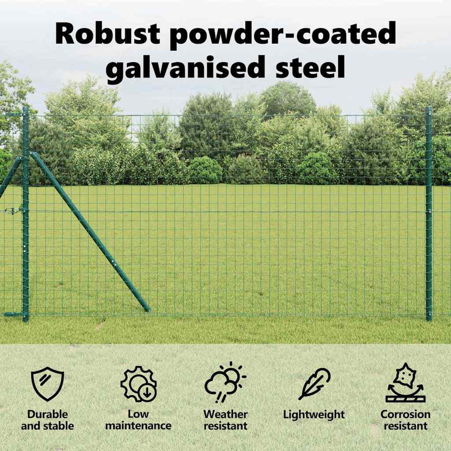 Embedded Fence Post 13 pcs Green Powder-Coated Steel