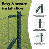Embedded Fence Post 13 pcs Green Powder-Coated Steel - Rear View