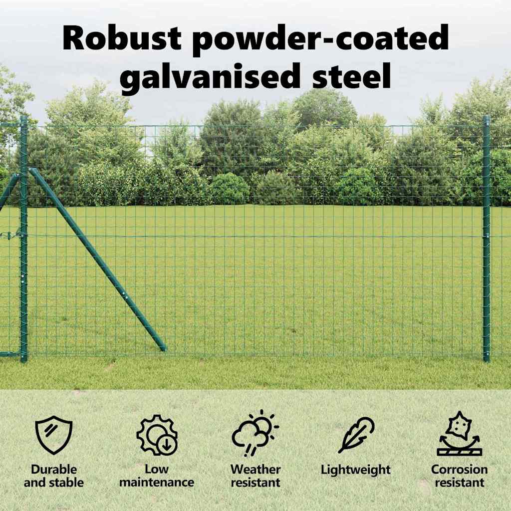 Embedded Fence Post 7 pcs Green Powder-Coated Steel
