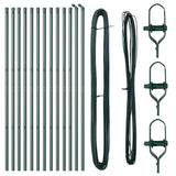 Embedded Fence Post 13 pcs Green Powder-Coated Steel