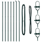 Embedded Fence Post 7 pcs Green Powder-Coated Steel