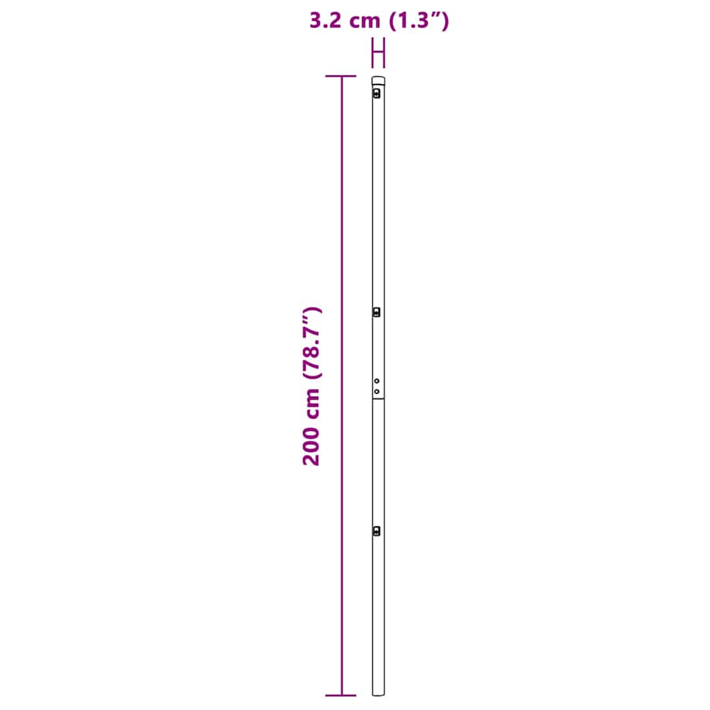 Fence Posts Manual 7 pcs Green Ø32mm 200 cm Galvanised steel