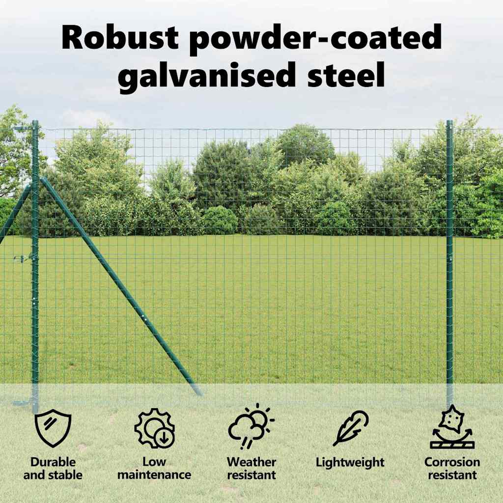 Embedded Fence Post 13 pcs Green Powder-Coated Steel