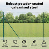 Embedded Fence Post 13 pcs Green Powder-Coated Steel