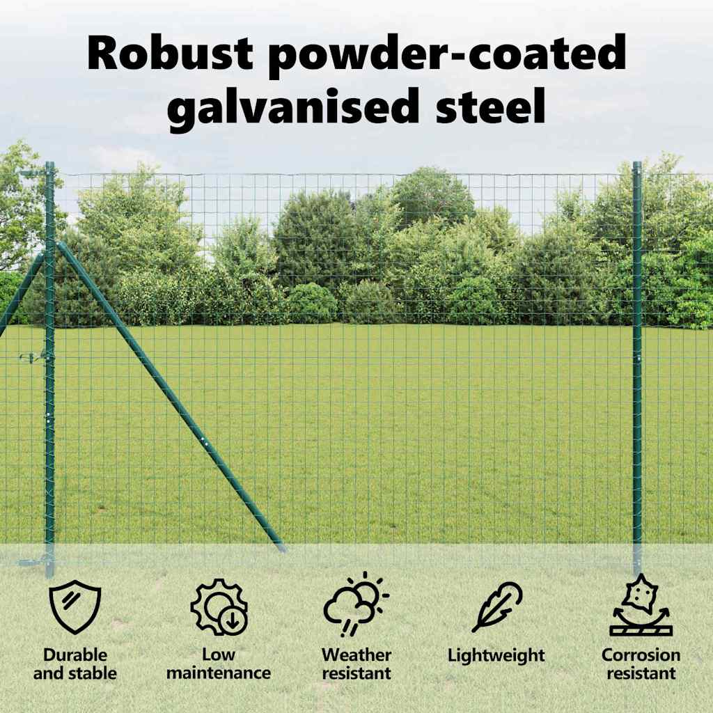 Embedded Fence Post 7 pcs Green Powder-Coated Steel