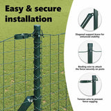 Embedded Fence Post 7 pcs Green Powder-Coated Steel - Rear View