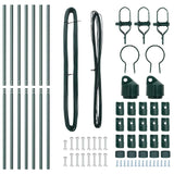 Fence Posts Manual 7 pcs Green Ø32mm 210 cm Galvanised steel - Top-Down View