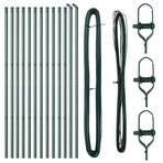Embedded Fence Post 13 pcs Green Powder-Coated Steel