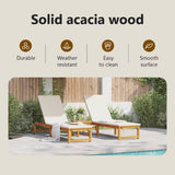 Sun Lounger 2 pcs Solid Acacia Wood Brown - Rear View