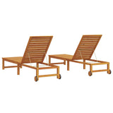 Sun Lounger 2 pcs Brown 202 x 53 x 89 cm Solid Acacia Wood - 45-Degree Angle