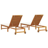 Sun Lounger 2 pcs Brown 202 x 53 x 89 cm Solid Acacia Wood - 45-Degree Angle