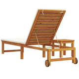 Sun Lounger Reclining 2 pcs Brown Solid Acacia Wood - Rear View