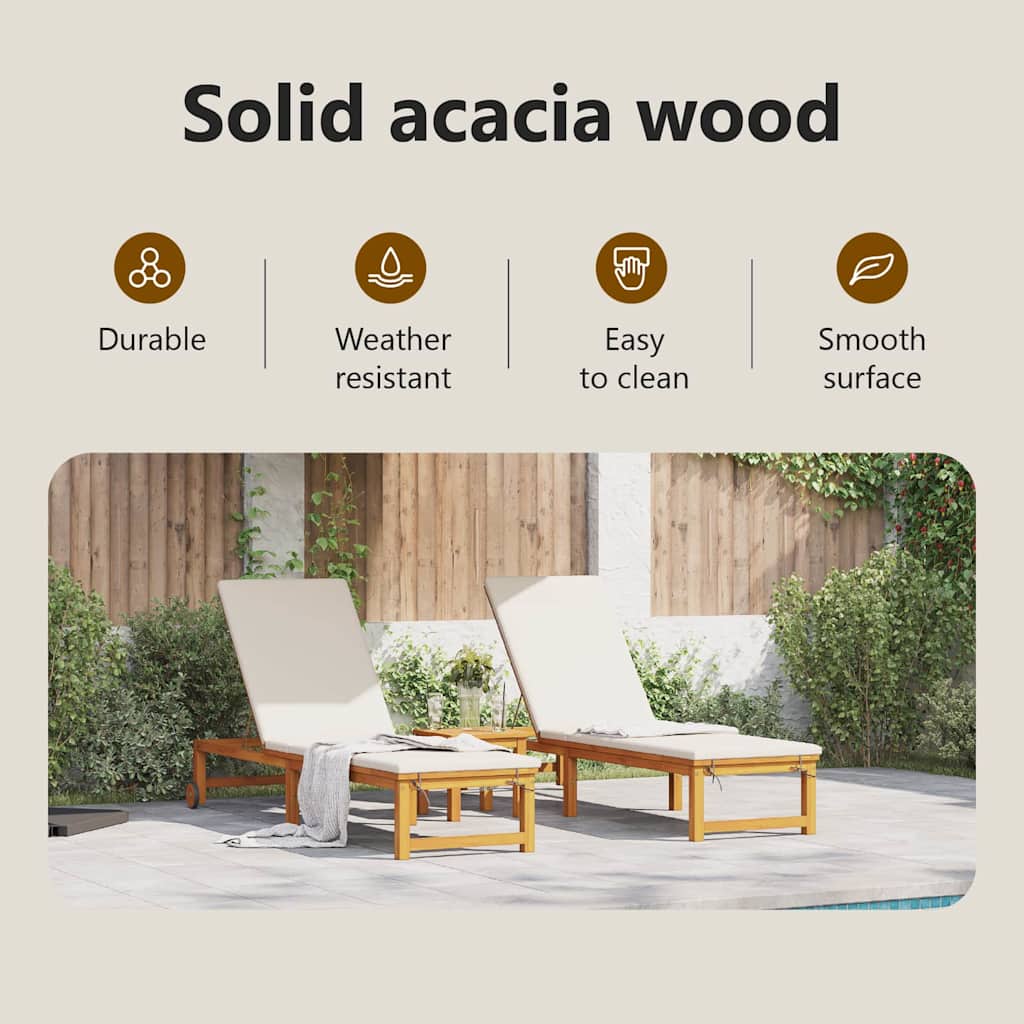 Sun Lounger 3 pcs Solid Acacia Wood Brown