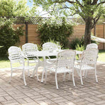 Garden Dining Set 7 pcs White Aluminium