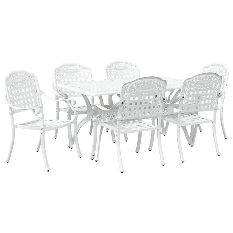 Garden Dining Set 7 pcs White Aluminium
