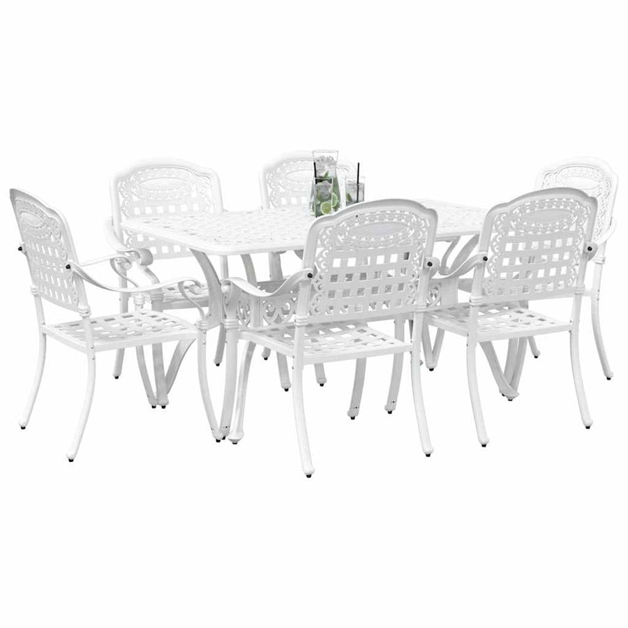 Garden Dining Set 7 pcs White Aluminium