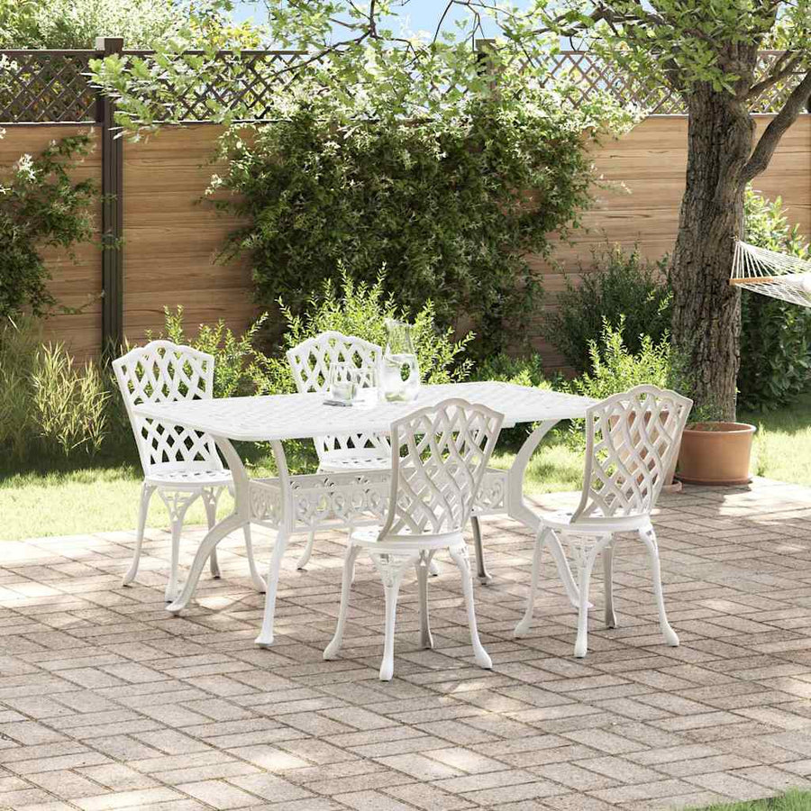Garden Dining Set 5 pcs White Aluminium