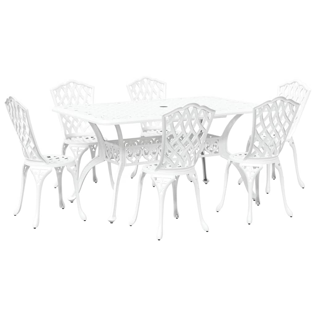 Garden Dining Set 7 pcs White Aluminium