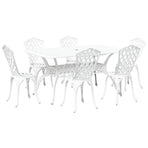Garden Dining Set 7 pcs White Aluminium