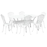 Garden Dining Set 7 pcs White Aluminium - Front View