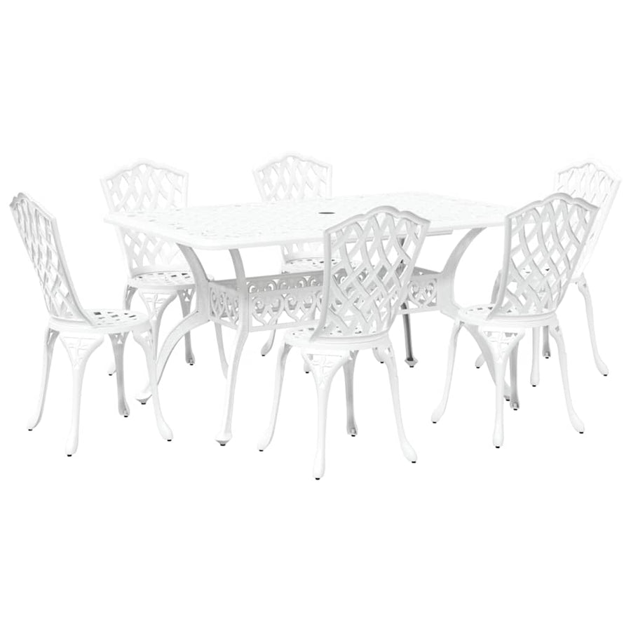 Garden Dining Set 7 pcs White Aluminium
