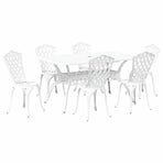 Garden Dining Set 7 pcs White Aluminium