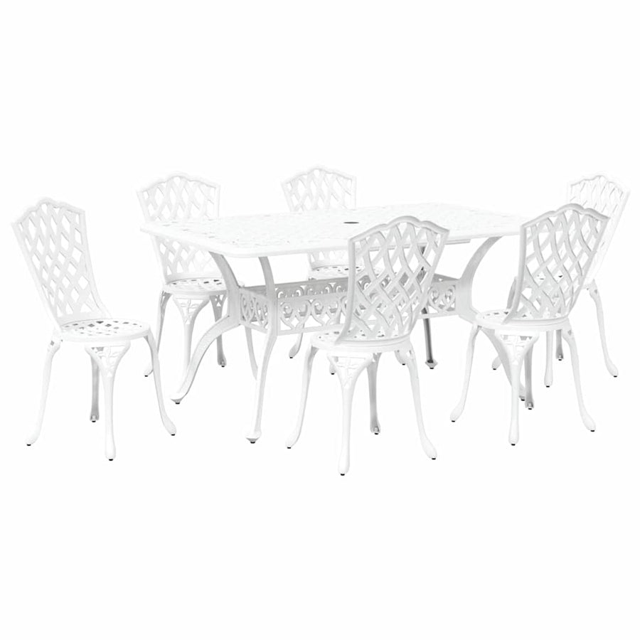 Garden Dining Set 7 pcs White Aluminium