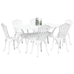 Garden Dining Set 7 pcs White Aluminium