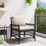 Garden Chair Black 60 x 70 x 78cm Poly Rattan - Side View