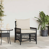 Garden Chair with Cushion Black 73 x 61 x 77 cm Poly Rattan