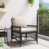 Garden Chair with Cushion Black 73 x 61 x 77 cm Poly Rattan - Side View