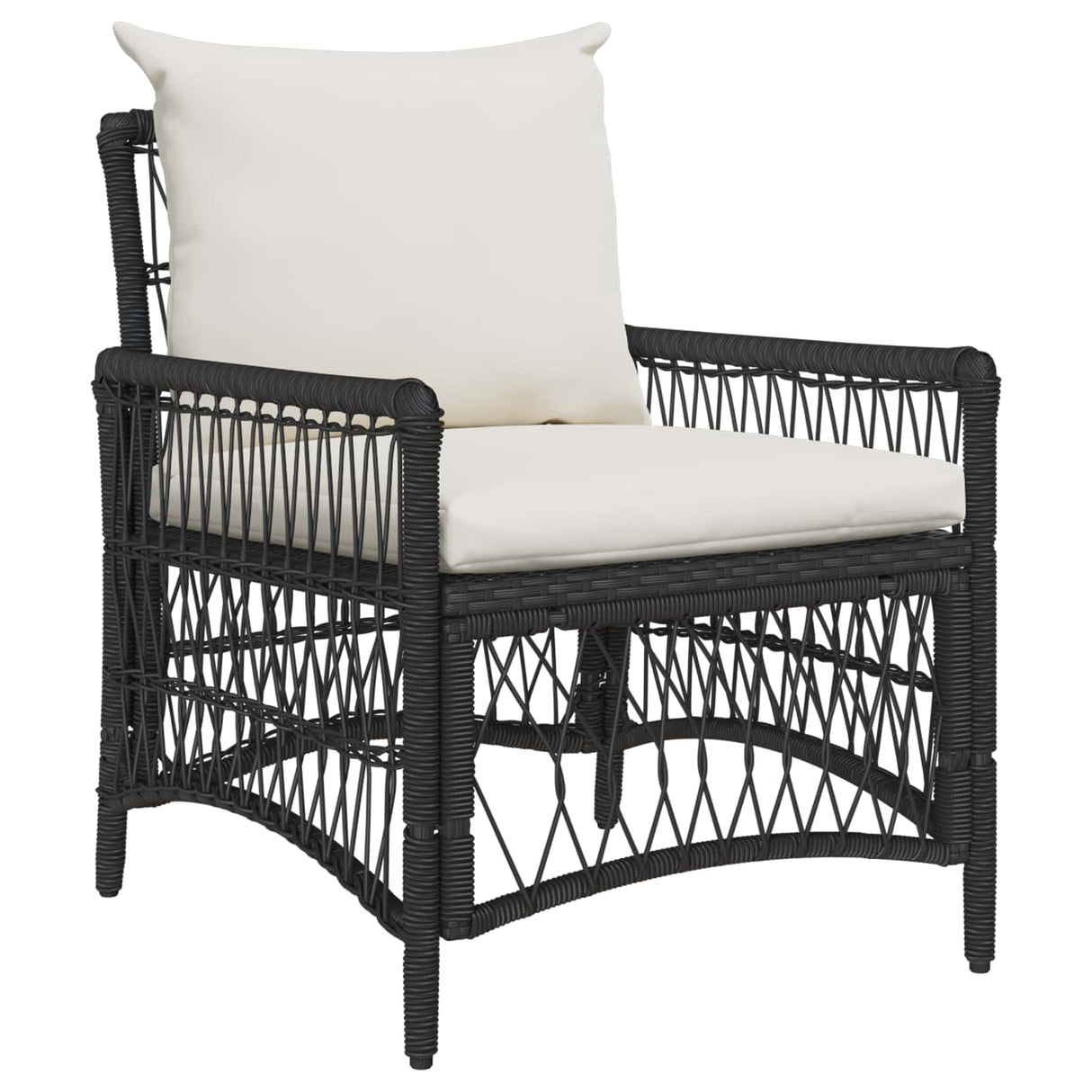 Garden Chair with Cushion Black 73 x 61 x 77 cm Poly Rattan
