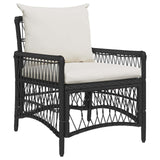Garden Chair with Cushion Black 73 x 61 x 77 cm Poly Rattan