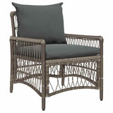 Garden Chair Grey 60 x 70 x 78cm Poly Rattan - Front View