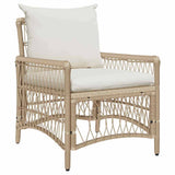 Garden Chair Beige 60 x 70 x 78cm Poly Rattan - Front View