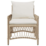 Garden Chair with Cushion Beige 73 x 61 x 77 cm Poly Rattan - Front View