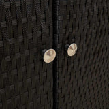 Storage Cabinet with Storage Black 100 x 36 x 102 cm Rattan - Low Angle