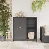 Storage Cabinet with Storage Black 100 x 36 x 102 cm Rattan - Side View