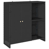 Storage Cabinet with Storage Black 100 x 36 x 102 cm Rattan - Front View