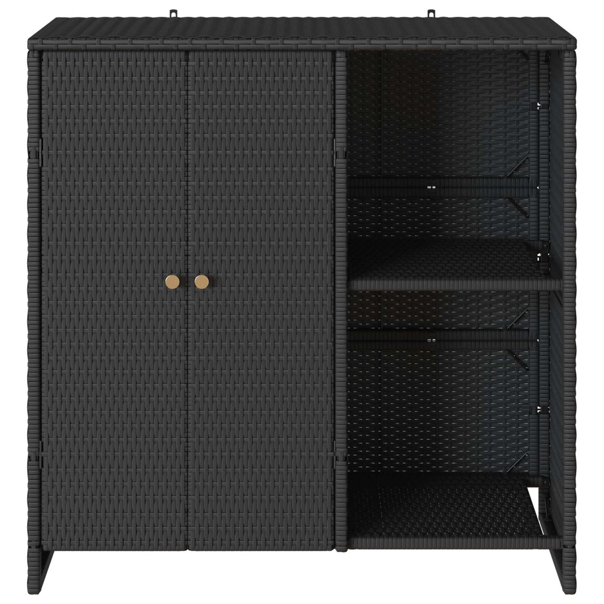Storage Cabinet with Shelf Black 100 x 36 x 102 cm Rattan