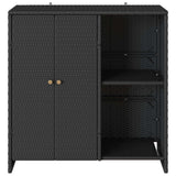Storage Cabinet with Shelf Black 100 x 36 x 102 cm Rattan - 45-Degree Angle