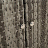 Storage Cabinet with Storage Grey 100 x 36 x 102 cm Rattan - Low Angle