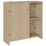 Storage Cabinet with Storage Beige 100 x 36 x 102 cm Rattan - Front View