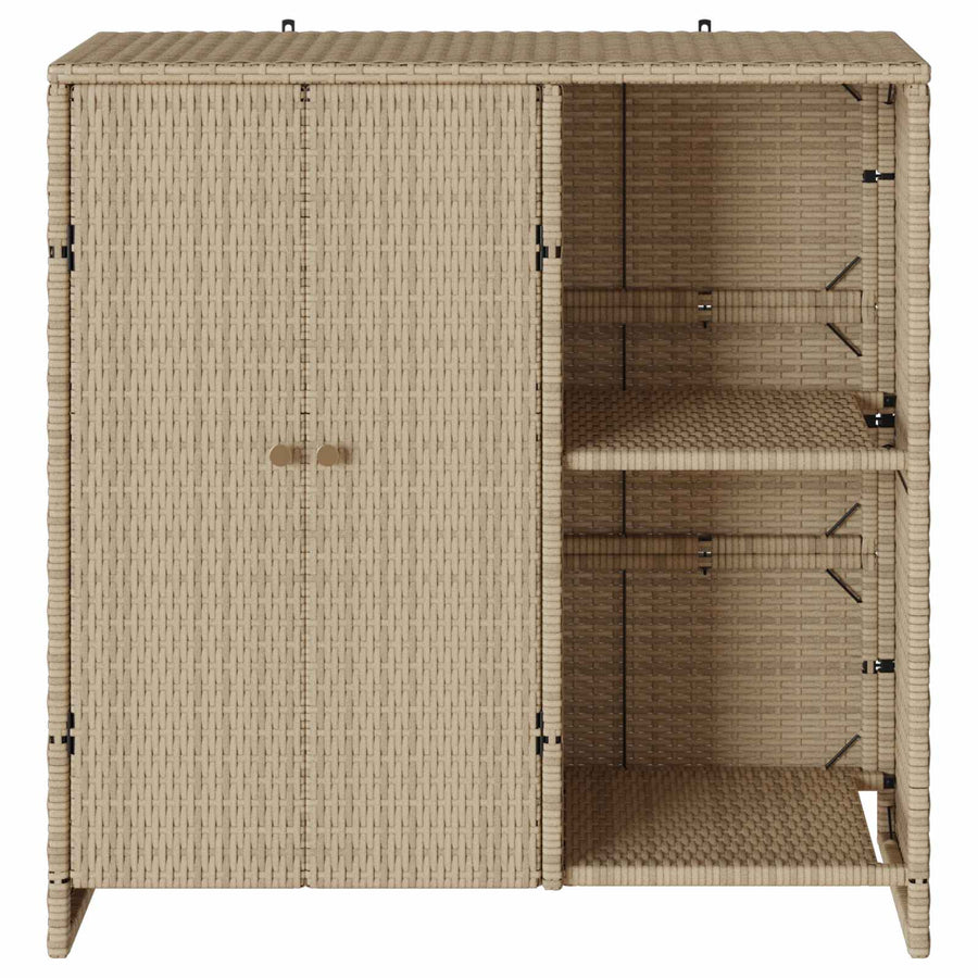 Storage Cabinet with Shelf Beige 100 x 36 x 102 cm Rattan
