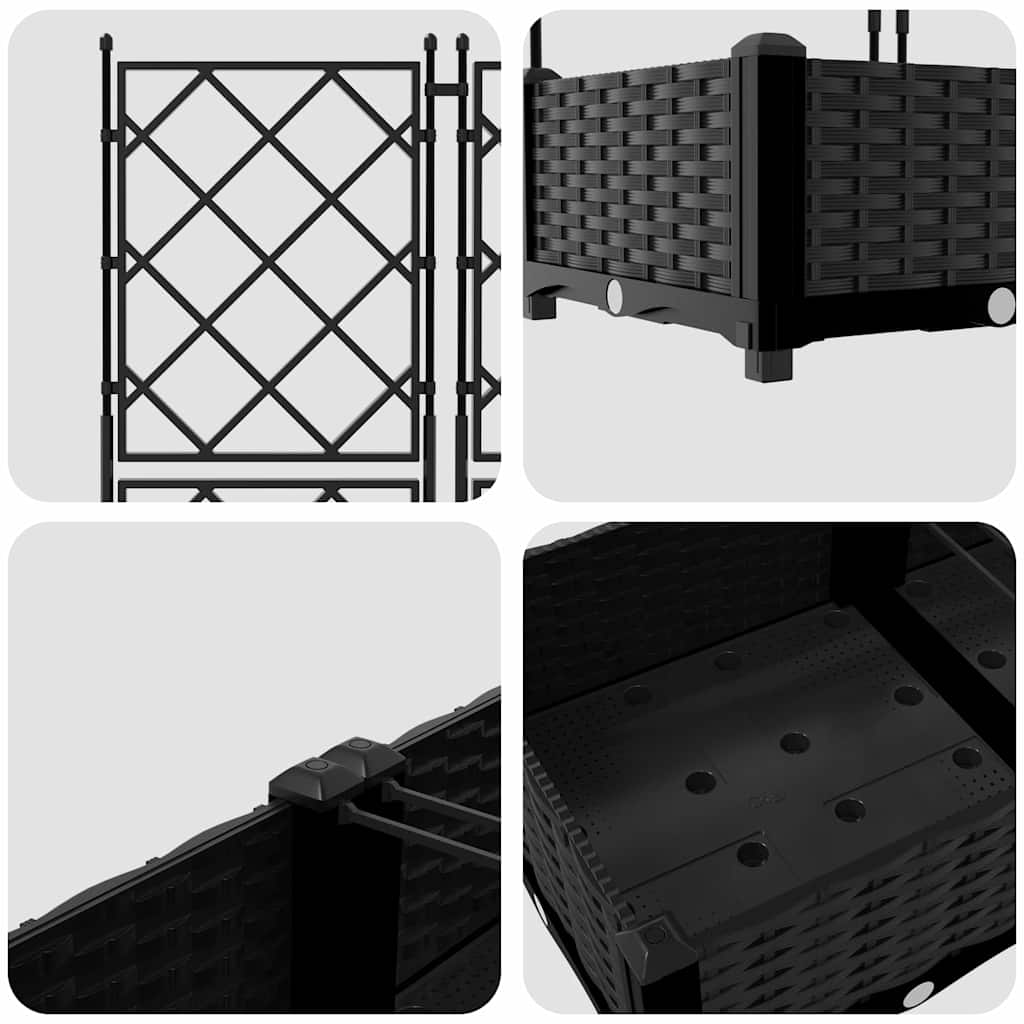 Garden Planter 3 pcs Black 120 x 40 x 125,5 cm PP