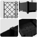 Garden Planter with Trellis 3 pcs Black 120 x 40 x 125.5 cm PP - Low Angle